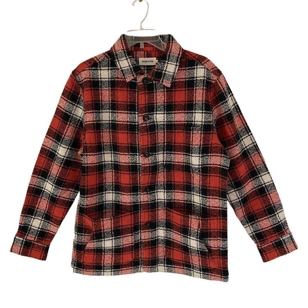 Taylor Stitch Ojai Jacket in Garnet Wool Blend Red Plaid Chore Mens XS S NEW HTF